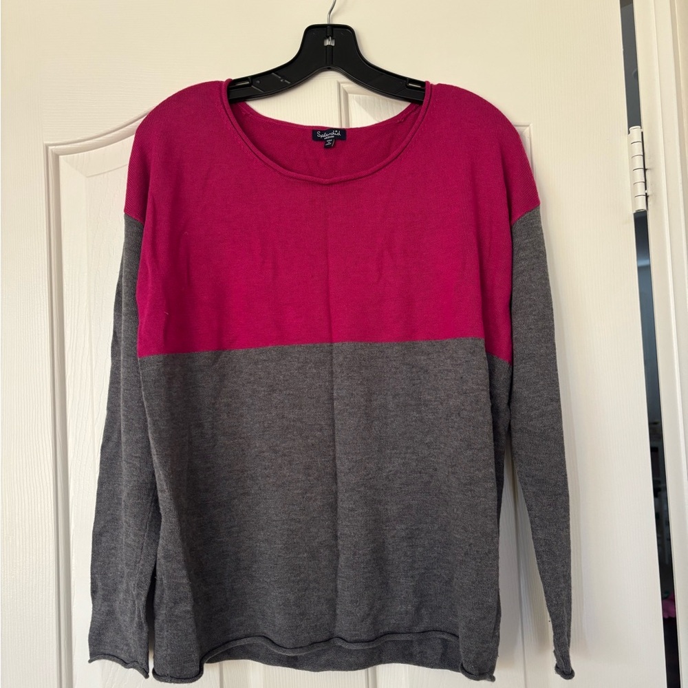 Pink and Gray color block Women's Sweater